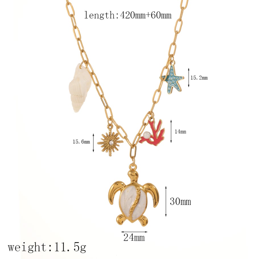 Ins Style Oceanic Stainless Steel Gold Color  Pendant Necklaces 