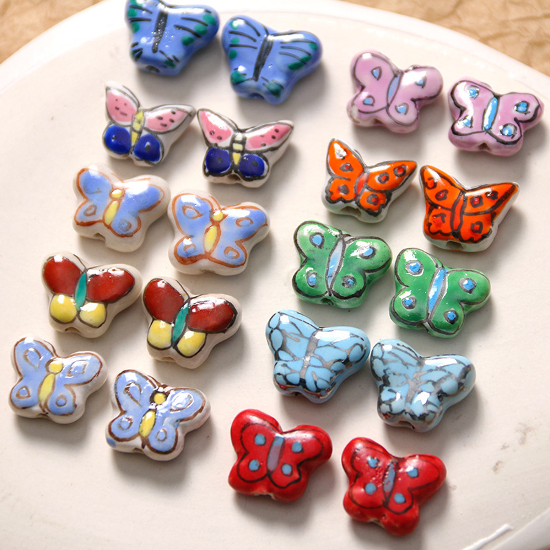 1 Piece Natural Butterfly Ceramics DIY Jewelry Beads Picture2