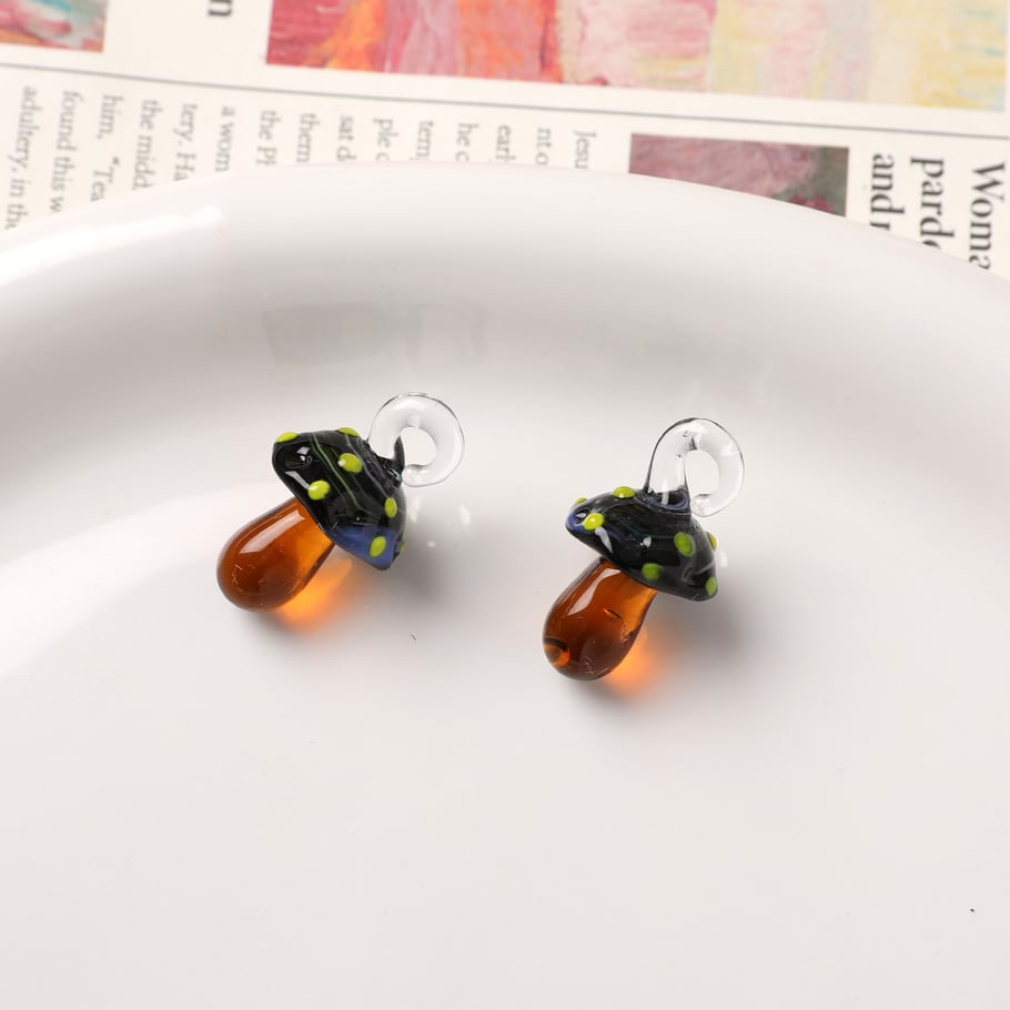 1 Piece Colorful Mushroom Glass DIY Women's Pendants 