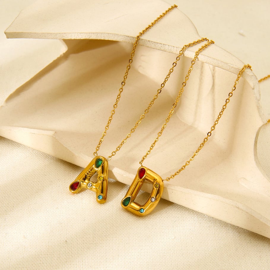 Fashion Bubble Letter Gold Color Stainless Steel Women's Necklace Picture3
