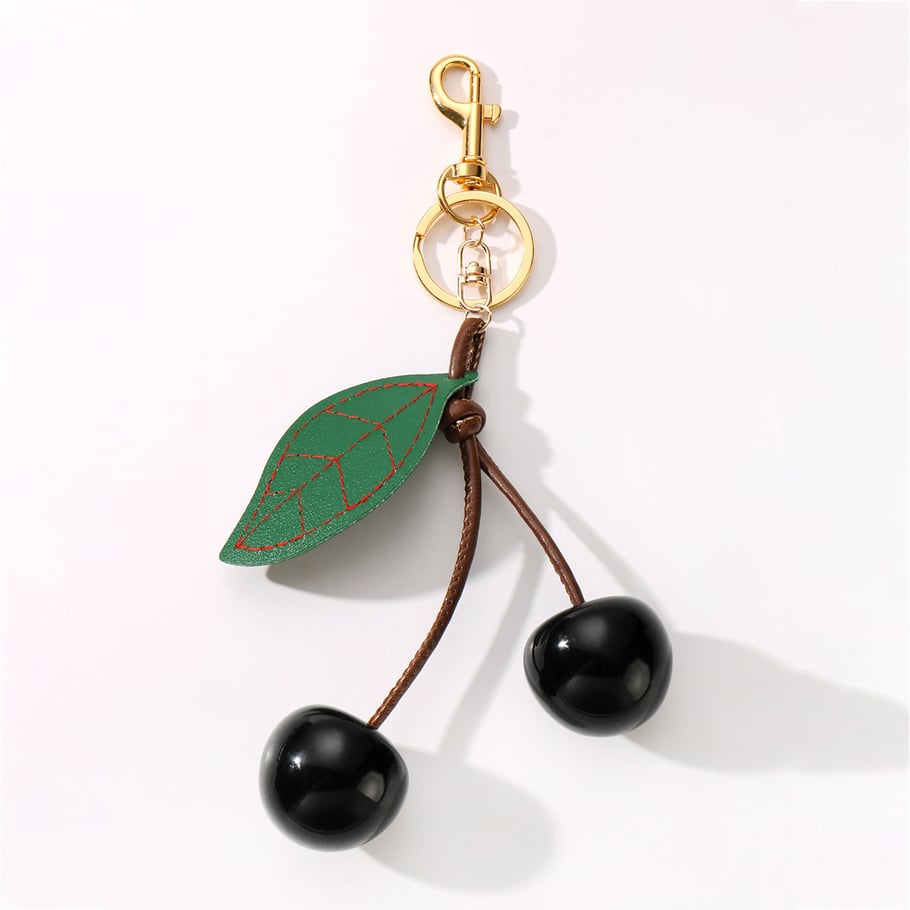 Leather Cherry Bag Charms 