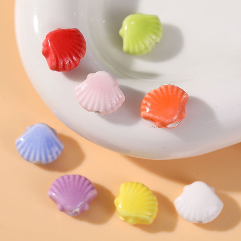 Polychrome Conch Shape Ceramics DIY Jewelry Beads Picture4