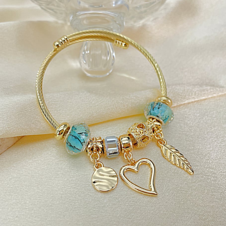 1 pieza de pulseras de acero inoxidable con forma de corazón para mujer, serie simple Imagen5