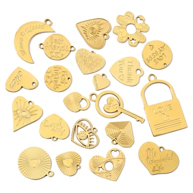 Exquisite Herz-Anhänger aus goldfarbenem Edelstahl h5 Bild3