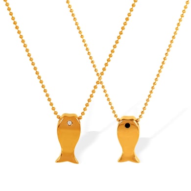 Cute Fish Titanium Steel  Gold Color Pendant Necklaces h5 Picture5