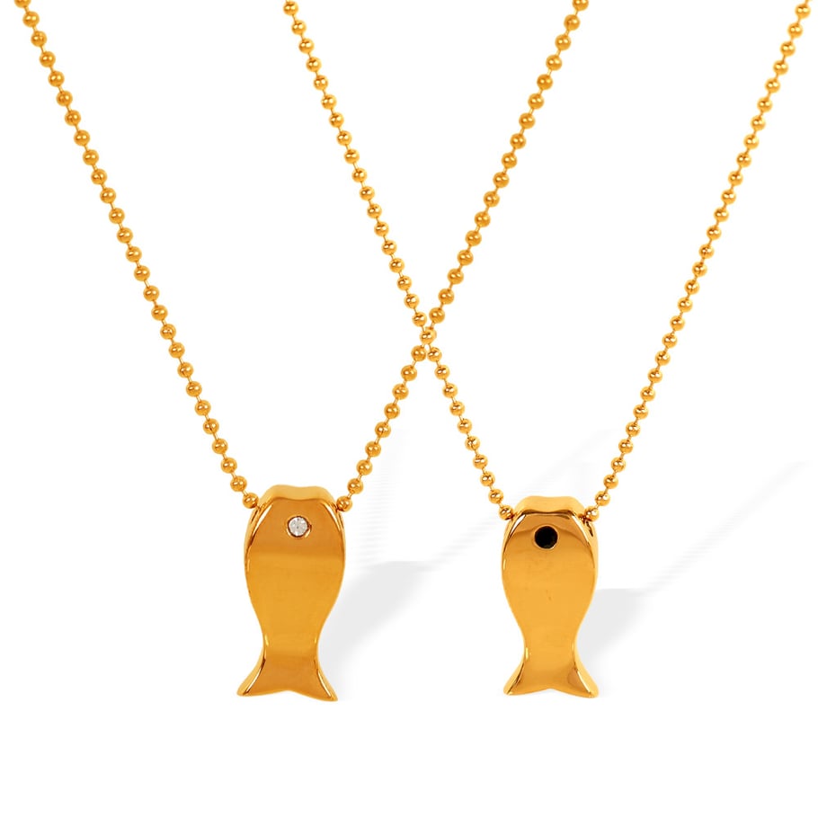 Cute Fish Titanium Steel  Gold Color Pendant Necklaces Picture5