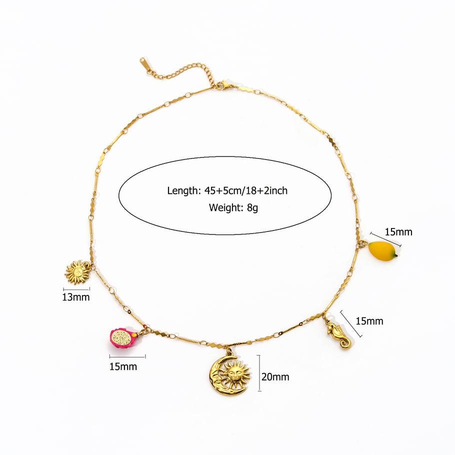 Delicate Marine Series Stainless Steel Gold Color Natural Stone Women's Pendant Necklaces Picture2