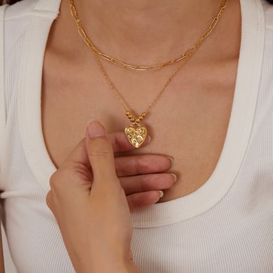 1 Piece Superior Series Chic Heart Stainless Steel Gold Color  Women's Pendant Necklaces h5 Picture5