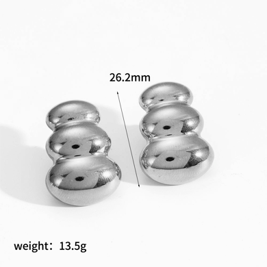 Patchwork Stainless Steel Gold Color Stud Earrings h5 