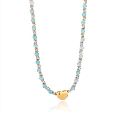 1 Piece Radiant Series Elegant Heart Stainless Steel Gold Color Women's Crystal Beaded Necklaces h5 Picture6