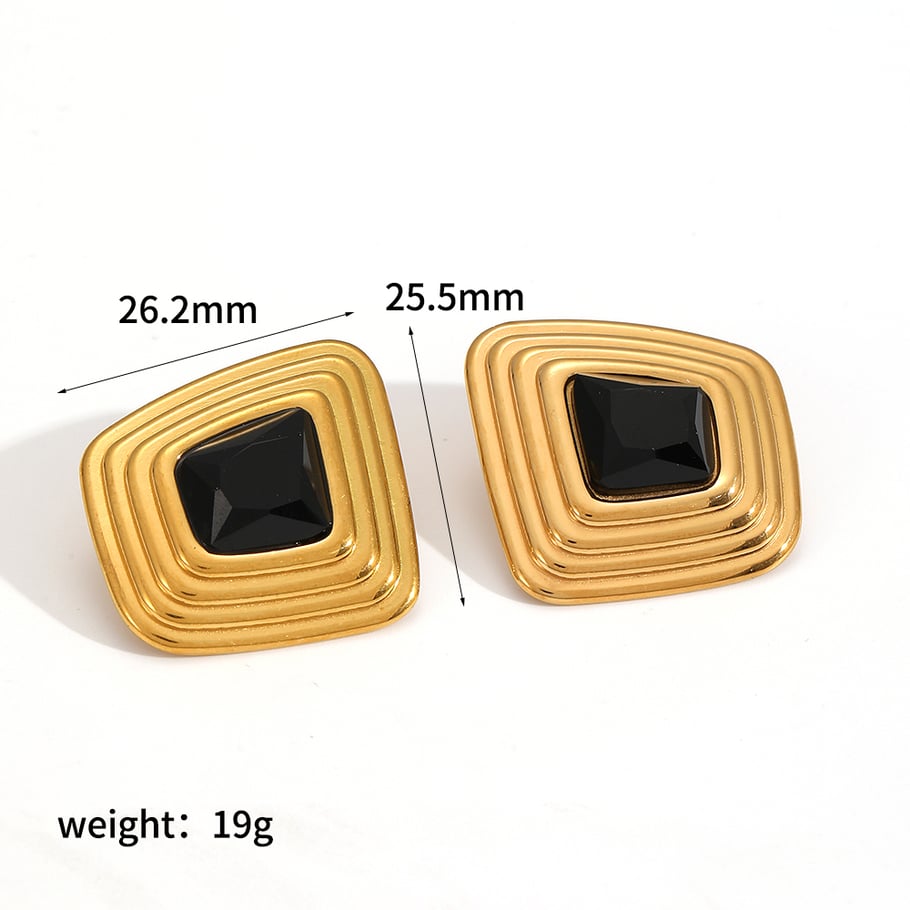 Retro Edelstahl Gold Farbe Ohrstecker 