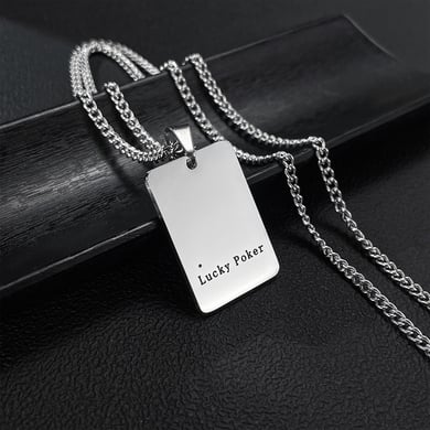 1 Piece Classic Poker Stainless Steel Men's Necklaces h5 Picture6