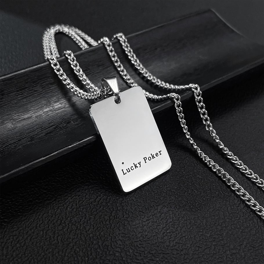 1 Piece Classic Poker Stainless Steel Men's Necklaces Picture6