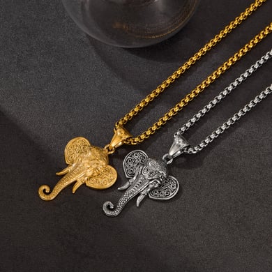 1 Piece Intricate Elephant Stainless Steel Men's Pendant Necklaces h5 Picture4