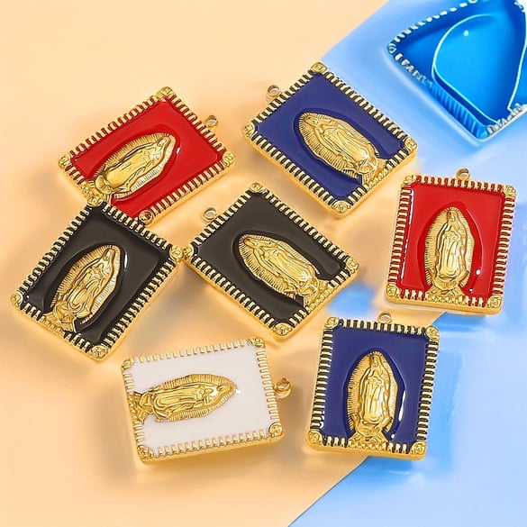 1 pezzo di ciondolo da donna in acciaio inossidabile color oro con motivo Madonna 2