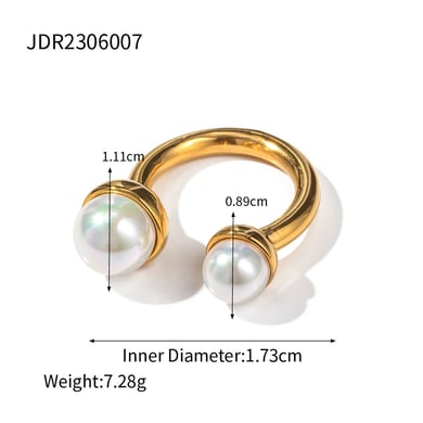Elegante Statement-Ringe aus Edelstahl in Goldfarbe mit Perlen h5 Bild2
