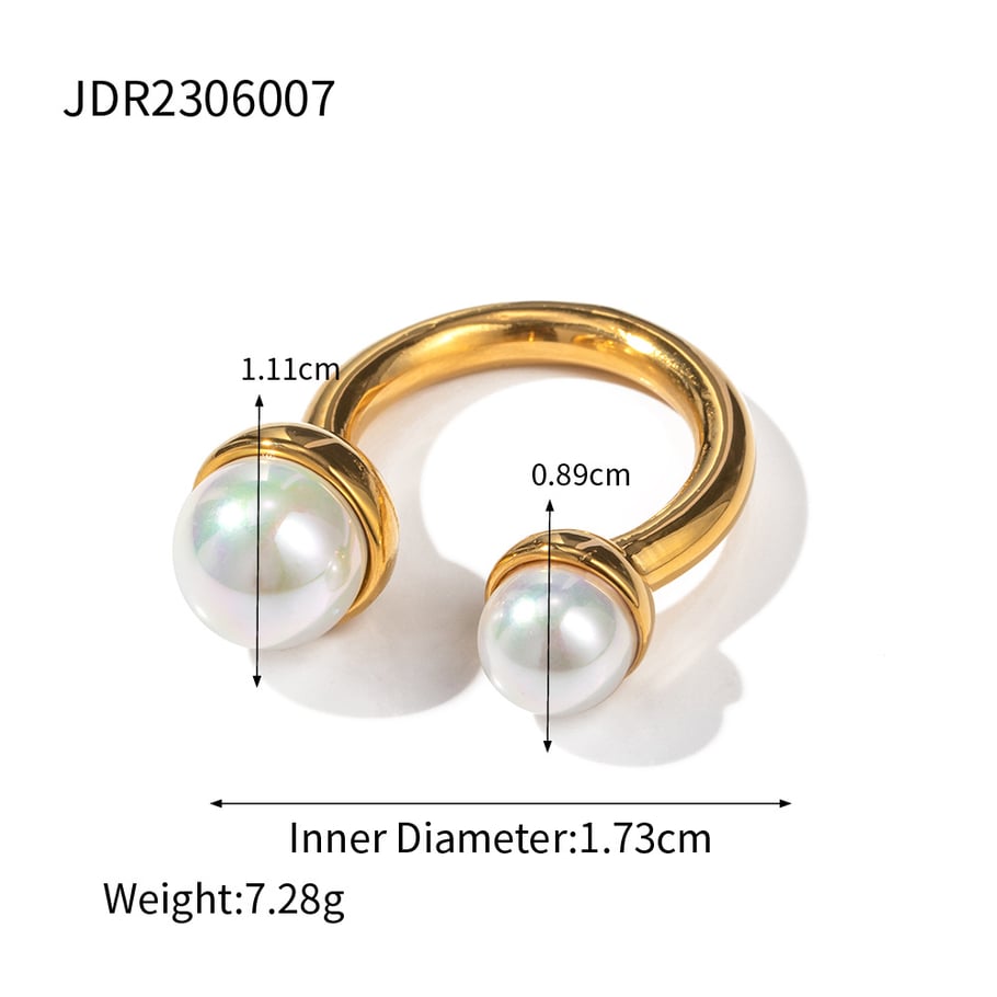 Elegante Statement-Ringe aus Edelstahl in Goldfarbe mit Perlen Bild2