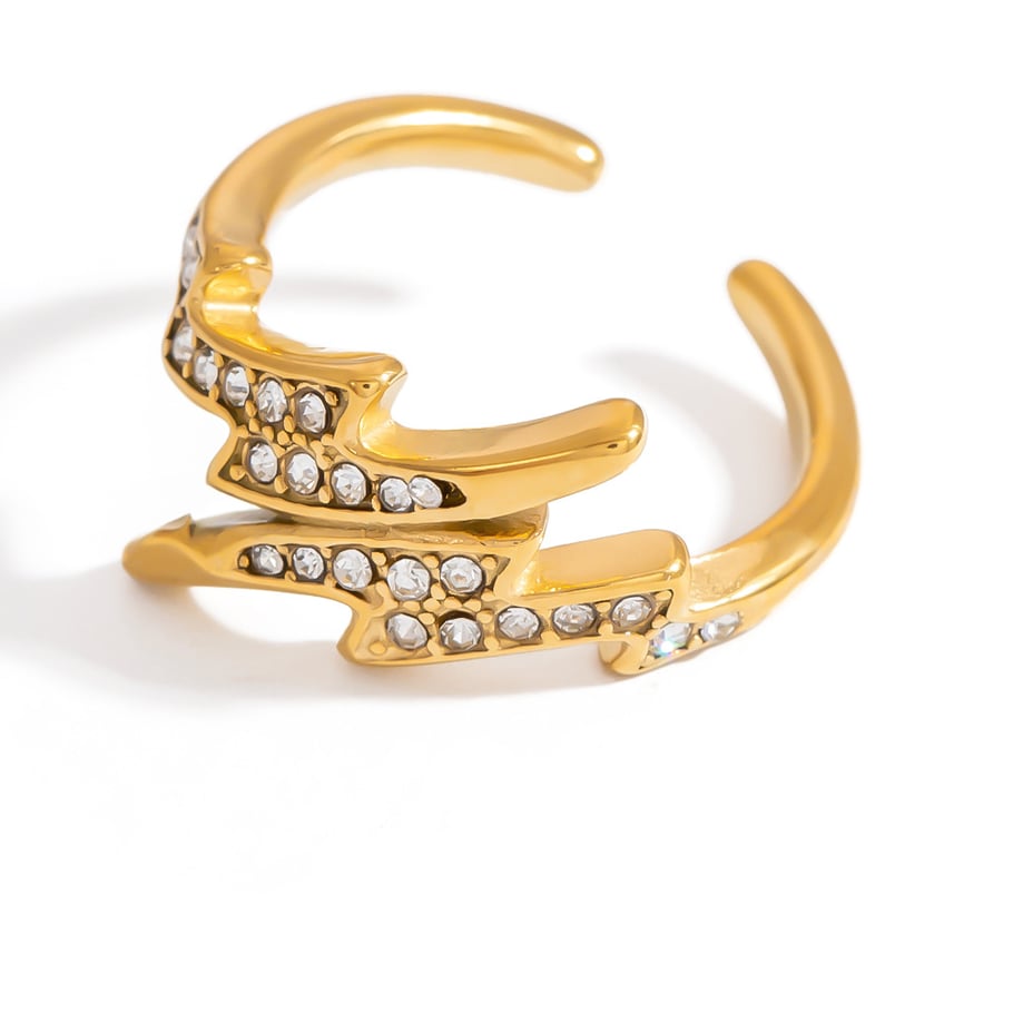 Designable Series Lightning Stainless Steel Gold Color Statement Rings Picture5