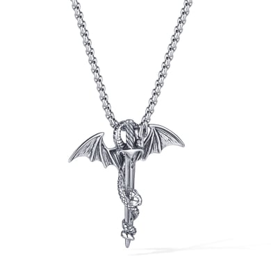 1 Piece Dragon Sword Stainless Steel Men's Necklaces h5 