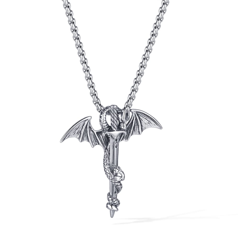 1 Piece Dragon Sword Stainless Steel Men's Necklaces 