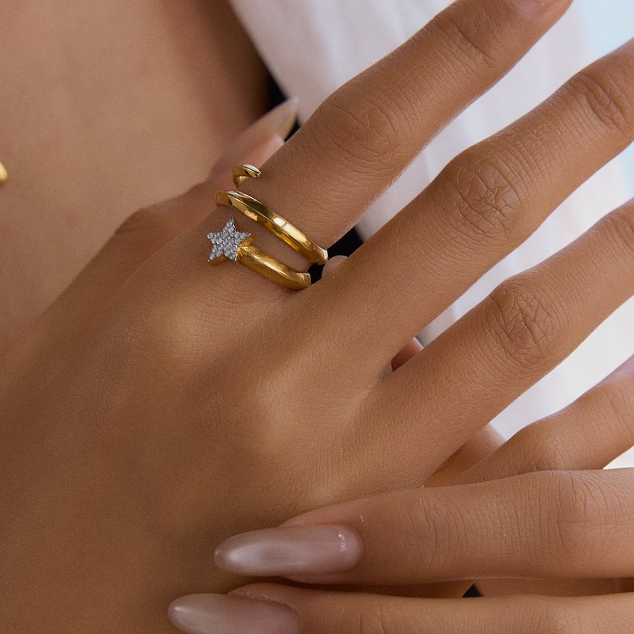 Simple Star Stainless Steel Gold Color Minimalist Rings Picture3