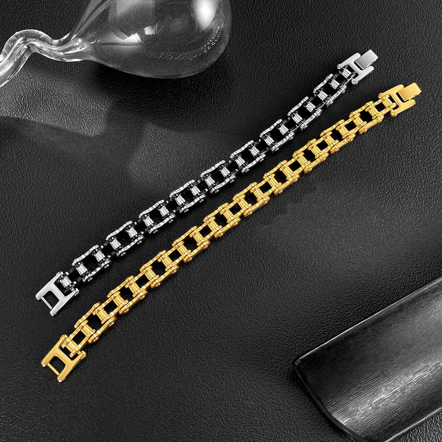 Bracelets pour homme en acier inoxydable avec chaîne de locomotive classique h5Image5