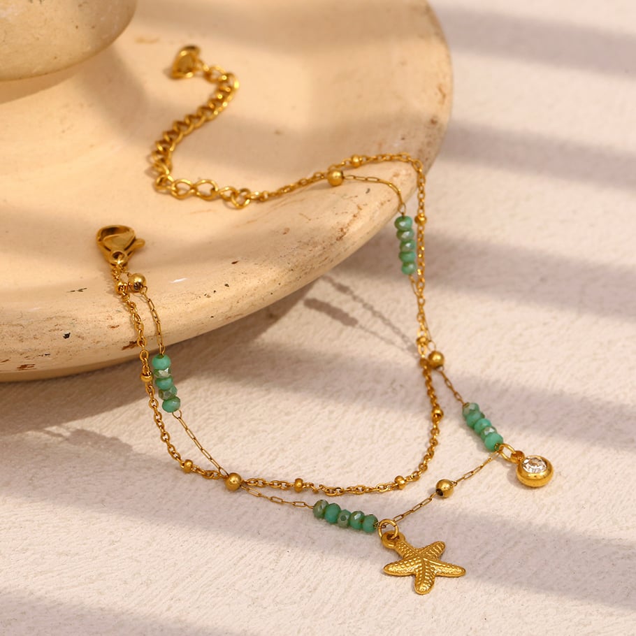 1 Stück Simple Series Vacation Turtle Edelstahl Goldfarben Damen Charm Armbänder Bild4