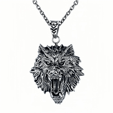 1 Piece Distinctive Wolf Head Stainless Steel Men's Necklaces h5 