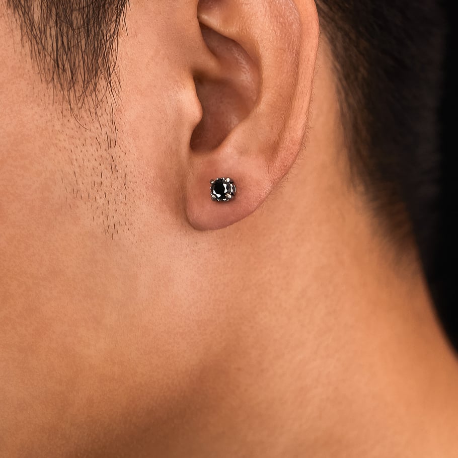 1 Pair Versatile Dazzling Circle Stainless Steel Men's Stud Earrings Picture5