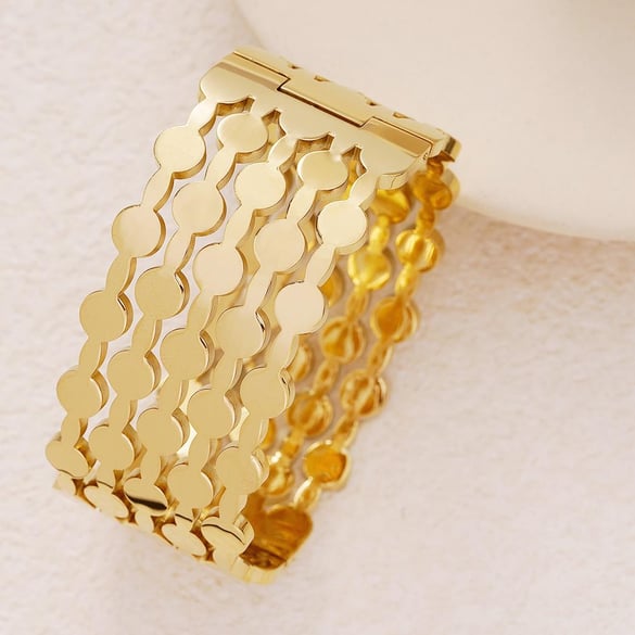 Bracelet élégant en acier inoxydable couleur or pour femme, série simple, patchwork 2