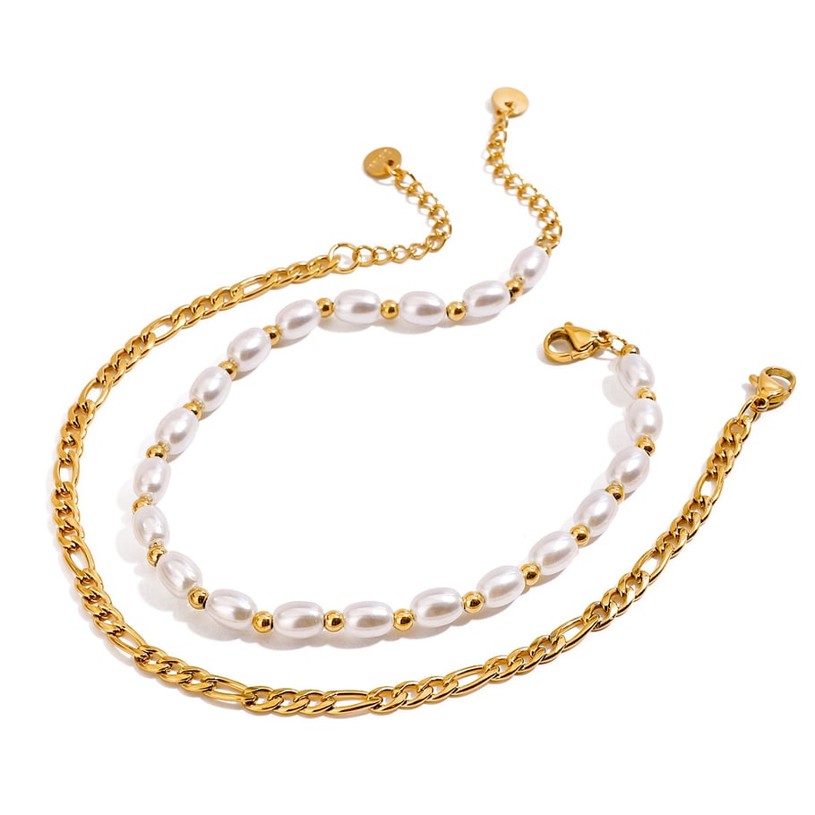 1 Piece Beads Stainless Steel Gold Color Women's Layered Anklets Picture5