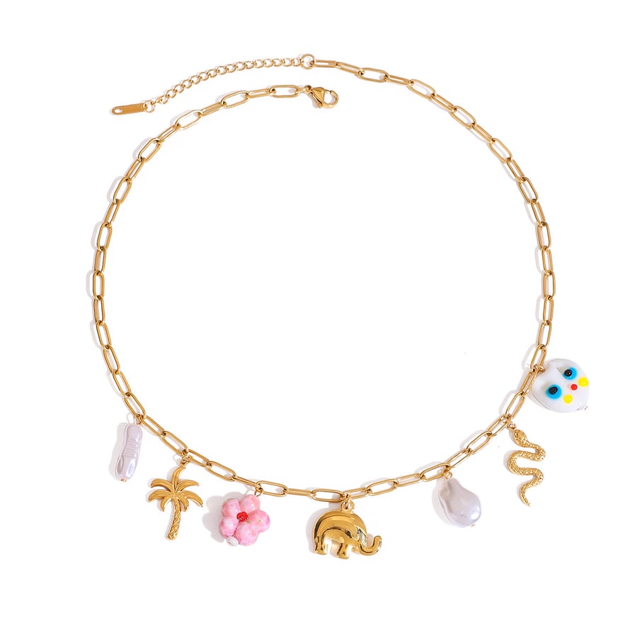 Ins Style Elephant Stainless Steel Gold Color Pendant Necklaces 