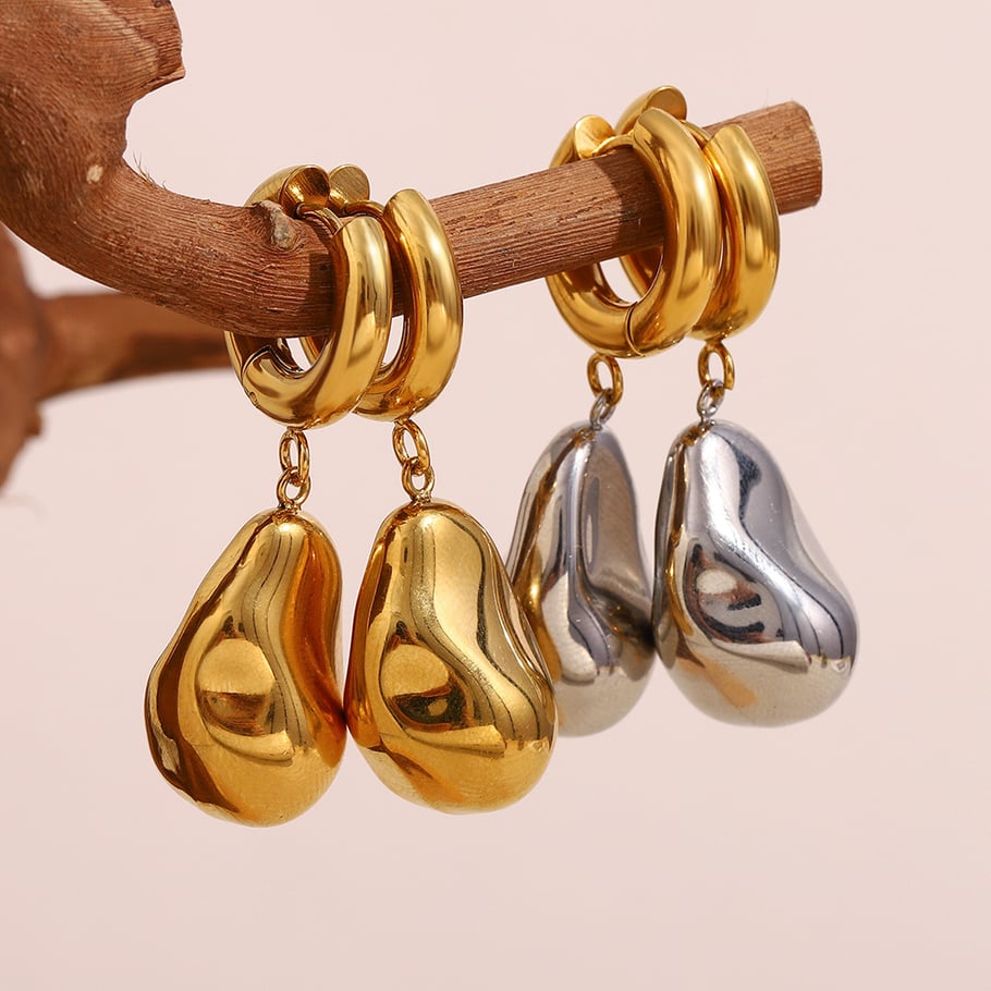Lightweight Elegant gold colored stainless steel women's earrings h5Picture3