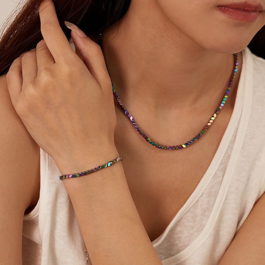 Colorful Beads Stainless Steel Men's Layered Necklaces Picture5