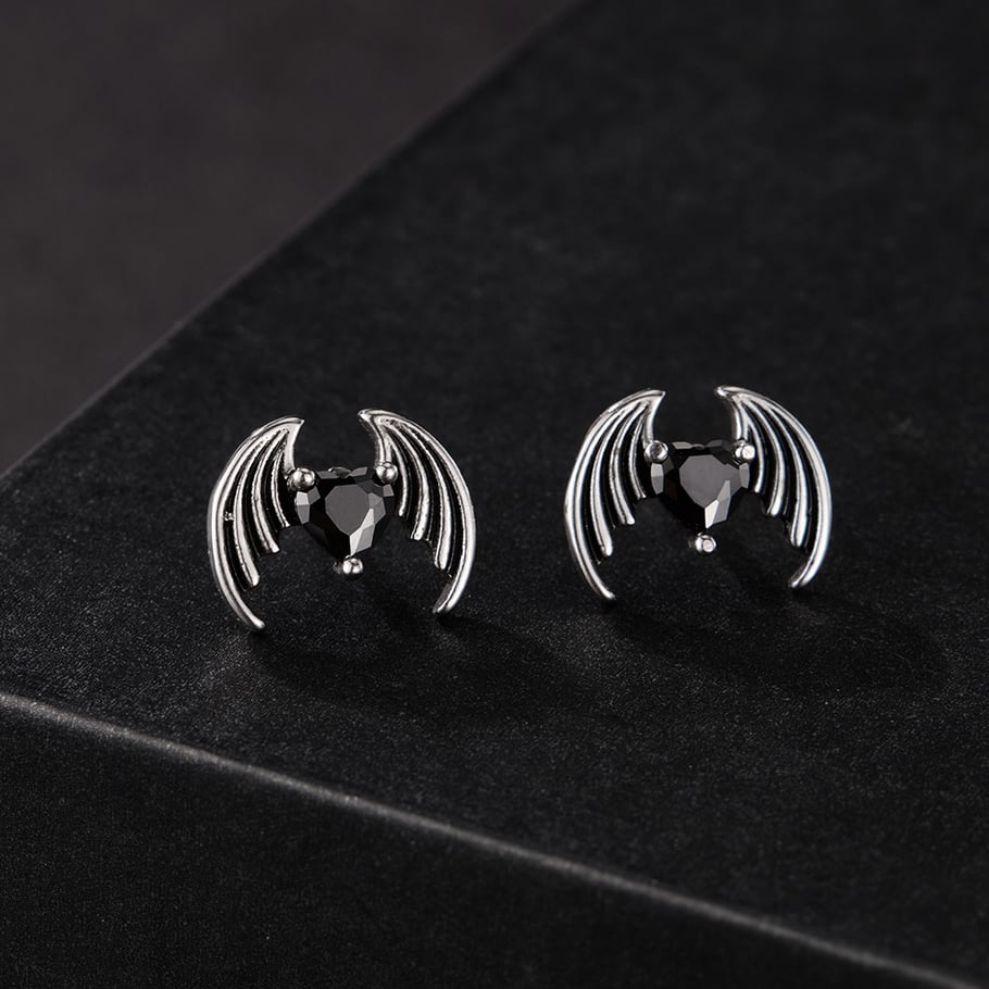 1 Piece Intricate Series Heart Wings Stainless Steel Gold Color Men's Earrings Picture7