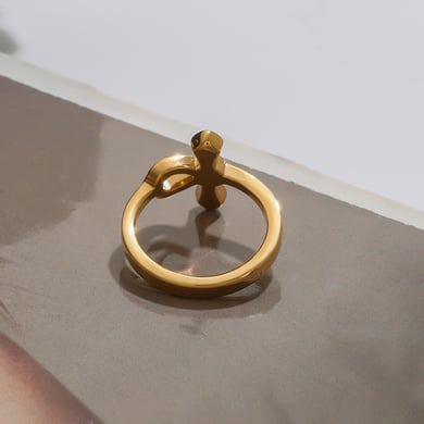 1 Piece Retro Cross Stainless Steel Gold Color Women's Single Rings h5 Picture5