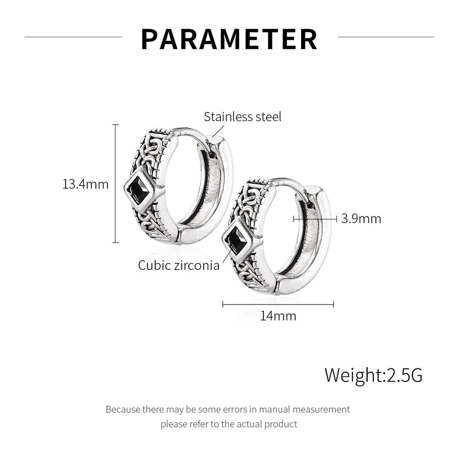 Dazzling Rhombus Stainless Steel Men's Hoop Earrings h5Picture7