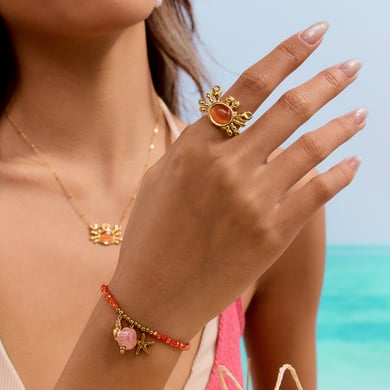 Niedlicher Krabben-Statement-Ring und Halskette aus Edelstahl in  h5 Bild4