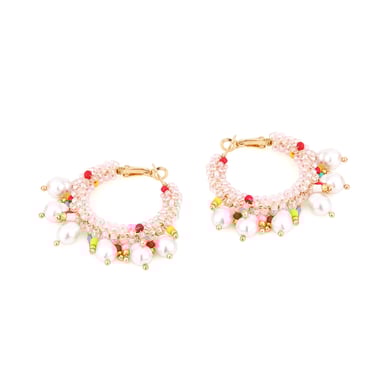1 Pair Elegant Bead Twisted Pearl Hoop Earrings h5 Picture3