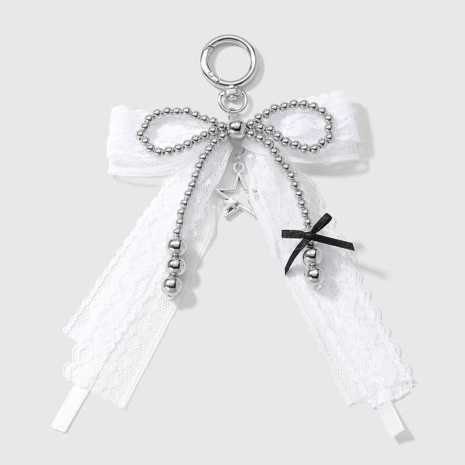 Taschenanhänger mit Perlen und Schleife Bild2