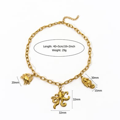 Marine Organism Series Stainless Steel Gold Color Women's Pendant Necklaces h5 Picture2