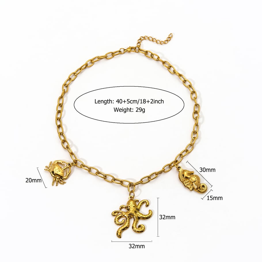 Marine Organism Series Stainless Steel Gold Color Women's Pendant Necklaces Picture2