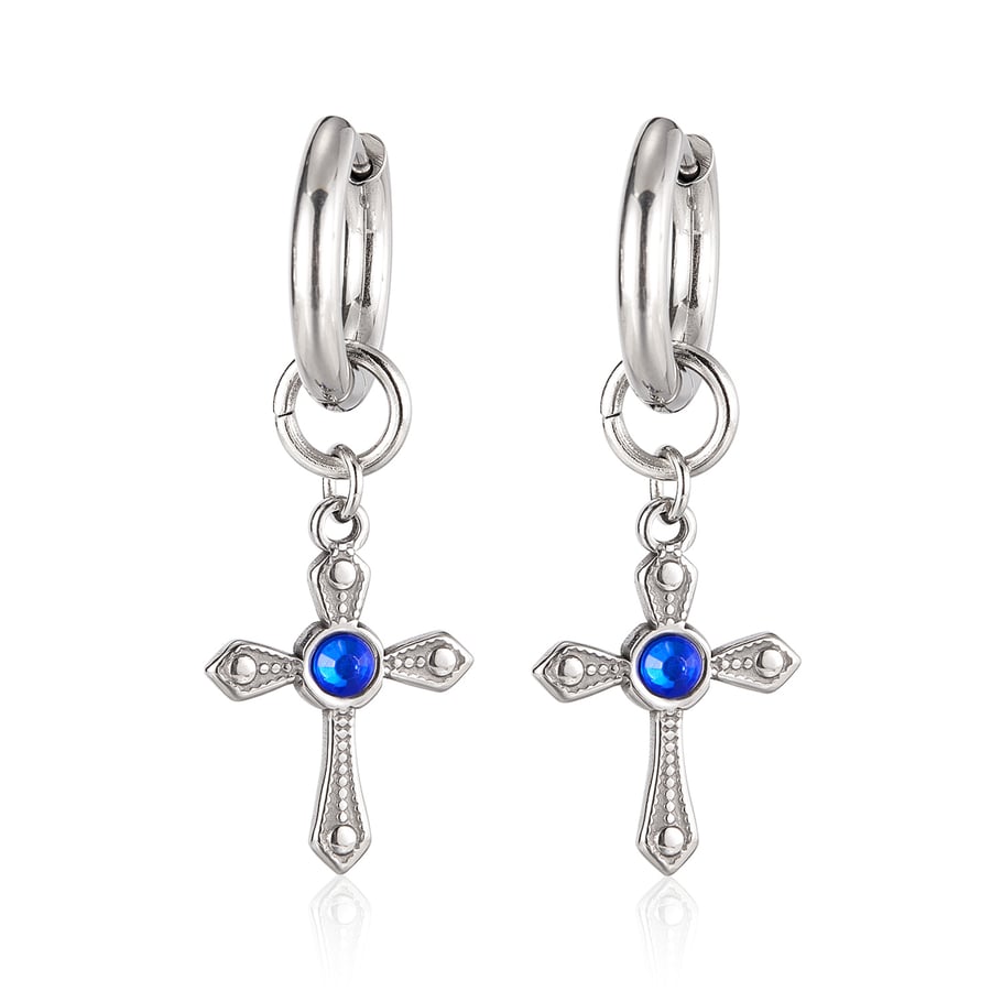 Radiant Cross Stainless Steel Men's Earrings 
