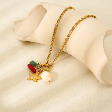 Ocean Series Gold Color Stainless Steel Starfish - Tassel Necklace for Women h5 Picture4