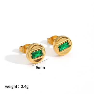 Orecchini a bottone in acciaio inossidabile color oro stile Ins h5 