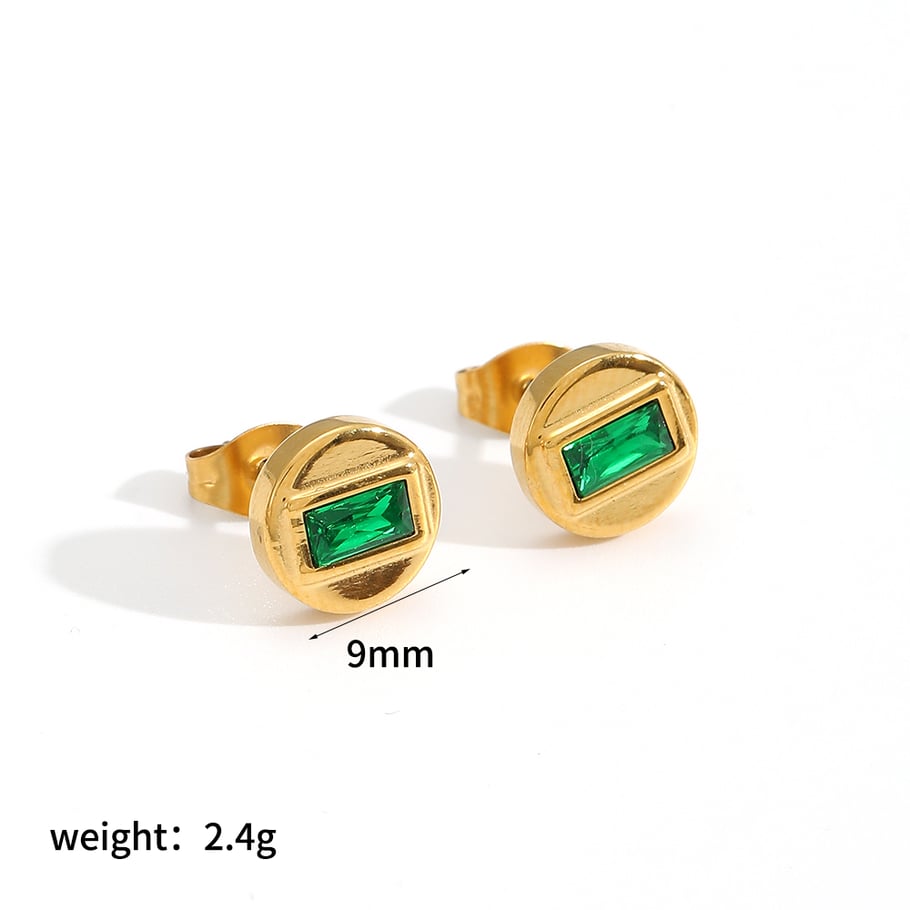 Orecchini a bottone in acciaio inossidabile color oro stile Ins 