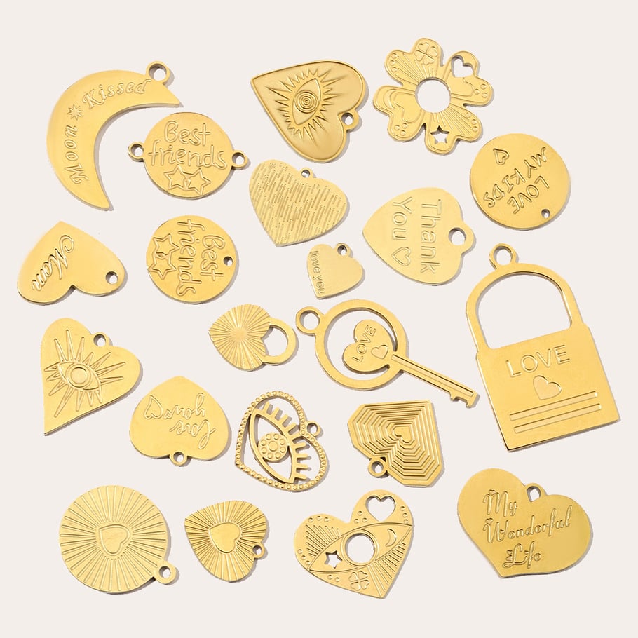 Exquisite Heart Stainless Steel Gold Color Pendants h5Picture4
