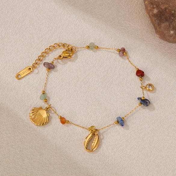 1 Piece Marine Series Polychrome Conch Stainless Steel Gold Color Women's Chain Bracelets