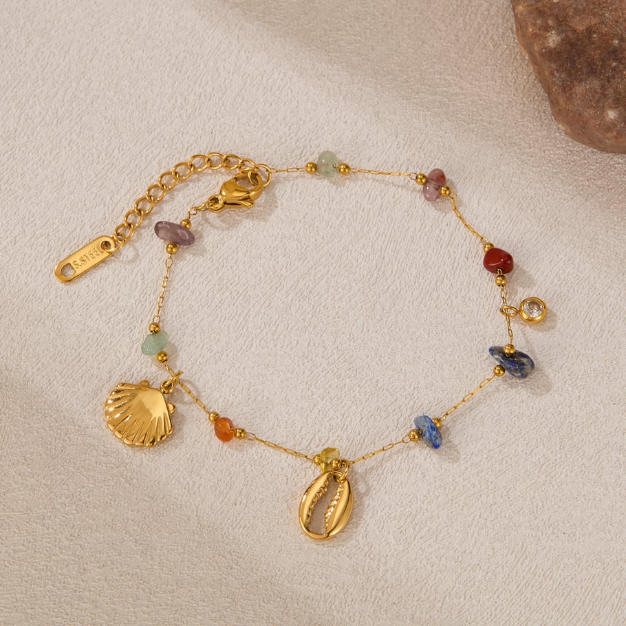 1 Piece Marine Series Polychrome Conch Stainless Steel Gold Color Women's Chain Bracelets Picture3