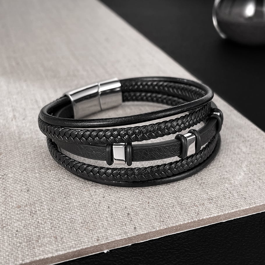 1 Piece Architectural Multilayer Stainless Steel Men's Bracelets Picture3